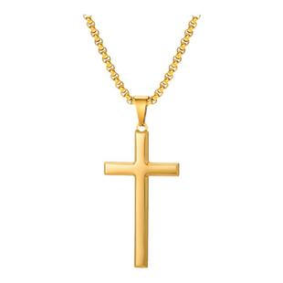 泰爱你时尚简约十字架项链男女个性necklaces钛钢吊坠光面饰品