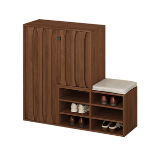 实木鞋柜家用门口收纳柜一体靠墙楼道入户门转角鞋柜子定制9N89