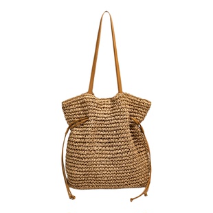 法式海边度假风草编包包女2026新款潮大容量通勤百搭单肩托特包