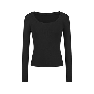 深灰色U领磨毛打底衫女内搭2025秋冬新款加绒加厚高级感黑色上衣