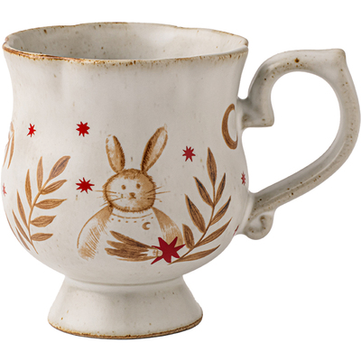 星叶兔手工粗陶高脚杯复古马克杯