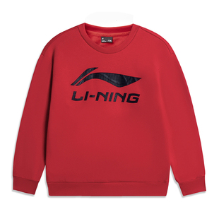 李宁儿童加绒卫衣2025新款冬季男童装女衣服青少年女童中大童冬装
