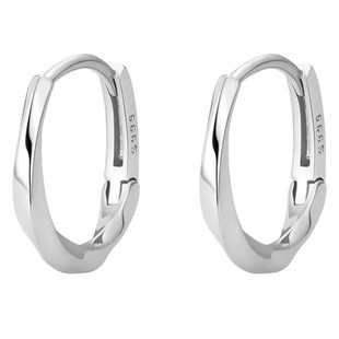 S999纯银莫比乌斯素圈耳环女轻奢高级感耳圈养耳洞耳钉爆款耳饰品