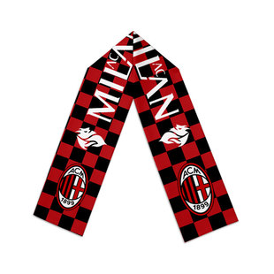 AC米兰队服红黑军团足球迷围巾围脖男女户外防风保暖加油助威披肩