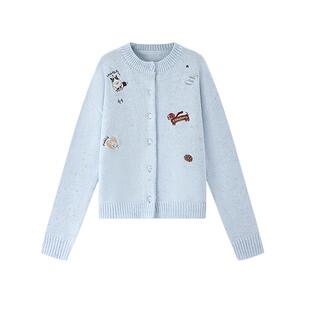 宋芳园同款ablueberry 动物针织开衫女慵懒感韩系甜美毛衣外套