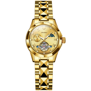 瑞士正品牌名女士手表女18k金色机械表全自动名表十大情人节礼物