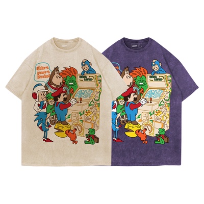 TEE7-任天堂GAMEBOY水洗做旧复古怀旧短袖T恤纯棉宽松ins高街爆款