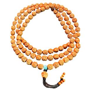 108罗汉脖挂文玩长串猴头手串高端男士项链雕刻十八罗汉橄榄核雕