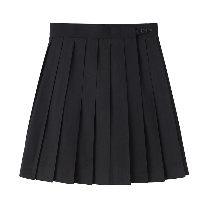 山川JK箱褶裙女半身百褶裙短裙夏黑a字狗短39cm基础纯色制服jk裙