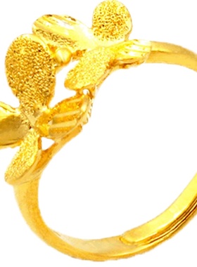 可调节镀黄金蝴蝶礼品刻字戒指