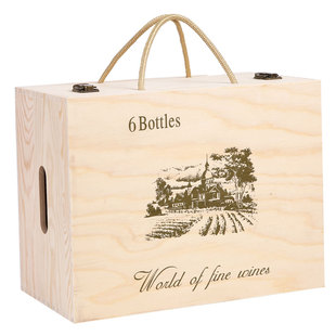 红酒木盒六支装葡萄酒木箱 通用6支木质红酒盒子定制红酒包装礼盒