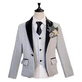 男童演出服亮片西装套装儿童礼服正装小主持人模特走秀中大童钢琴