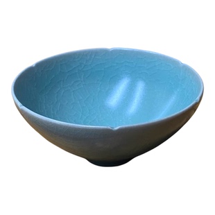 中式陶瓷手工汝瓷汝窑葵口花边鸡心杯仿古张公巷开片品茗主人茶杯