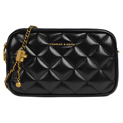 CHARLES&KEITH秋冬女包CK2-00151408菱格链条单肩斜挎小方包女