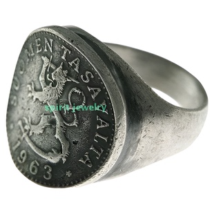 芬兰海盗银币男士戒指古老图腾饰品个性简约2026新款手工原创现货
