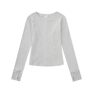 NORYBRAND 25SS女生系列基础圆领2x2螺纹打底衫 简约运动修身长袖