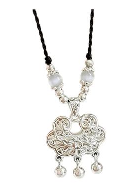 古风花丝荷花平安锁新中式编绳女