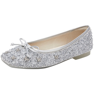 百田森商场同款单鞋女2025新款配裙子的鞋子盛夏流行风芭蕾平底鞋