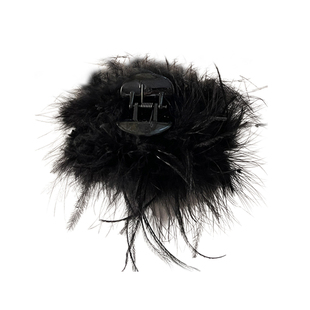 高级感羽毛抓夹大号发夹女后脑勺鸵鸟毛毛发卡盘发鲨鱼夹头饰夹子