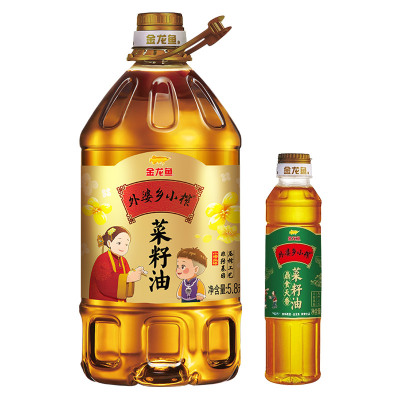 【直播专享】金龙鱼菜籽油外婆乡小榨菜籽油5.8L+400ml压榨食用油
