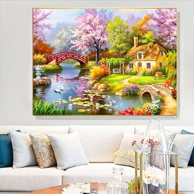 钻石画2025新款田园风景十字绣水钻贴画客厅梦幻家园满钻砖石秀