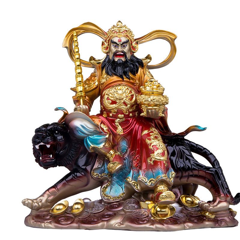 纯铜骑虎赵公明神像供奉武财神财神爷骑虎像开业家用店铺招财摆件