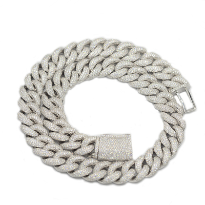 珠宝满镶嵌925银古巴链定制