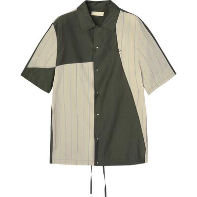 速写outlets奥莱男装夏季末折扣衬衣条纹短袖撞色拼接9N6210380