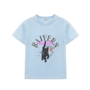 [明星同款]RAIVE小猫T恤2026春季小黑猫印花韩系通勤内搭短袖