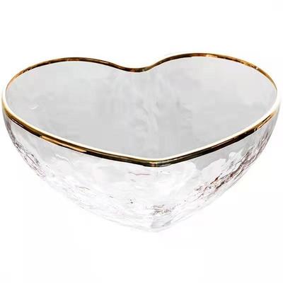 心形金边沙拉玻璃碗甜品碗ins