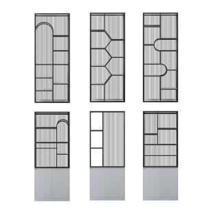 卫生间半墙奶油屏风隔断客厅长虹玻璃金属置物架洗漱台浴室柜干区