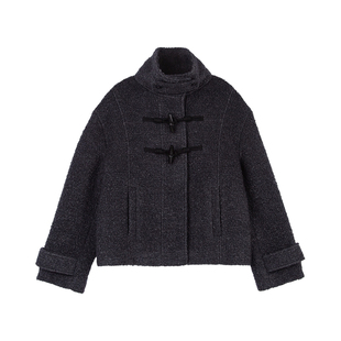 [张元英同款]ROLAROLA冬新品牛角扣大衣轻奢高级感羊毛短外套