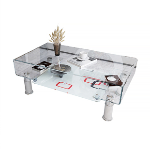 透明小玻璃茶几现代简约长方形钢化玻璃茶几桌组合客厅办公室网红