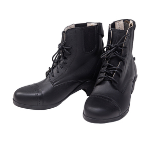 马术短靴新款前系鞋带马靴头层牛皮骑马短靴男女马术马靴马刺卡扣