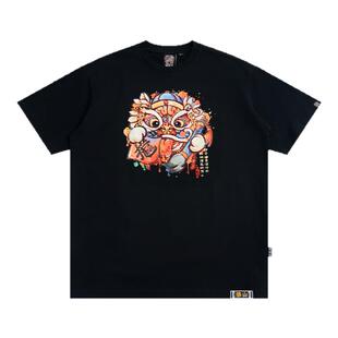 HEA 经典国潮醒狮新春短袖T恤喜庆休闲百搭透气纯棉T恤街头风佛山