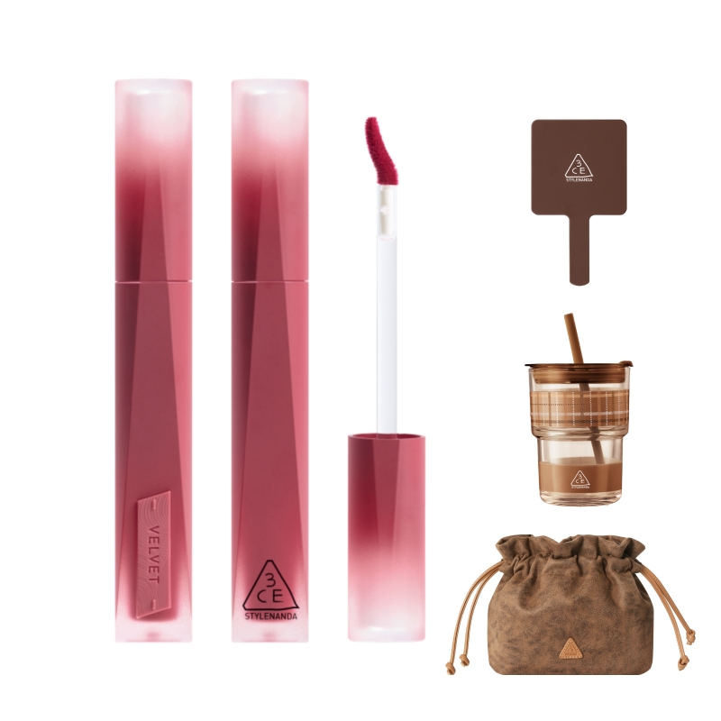 【礼物】3CE丝绒唇釉升级 口红哑光滋润裸色橘彩妆女生日