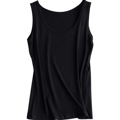 莫代尔女士纯色吊带背心短袖女夏