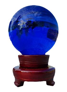 蓝色风水球摆件玄关家居装饰