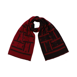 ELLE100%羊毛围巾女士秋冬季户外保暖红色新年送礼礼盒装时尚围脖