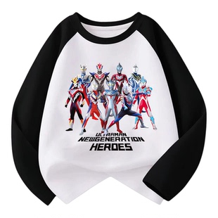 男童安全警长长袖t恤儿童春秋薄款纯棉卡通洋气男孩百搭打底衫