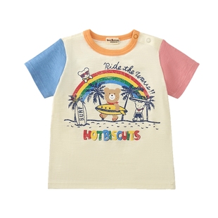 MIKIHOUSE短袖男童T恤女童海岛风纯棉半袖宾斯熊印花HOTBISCUITS