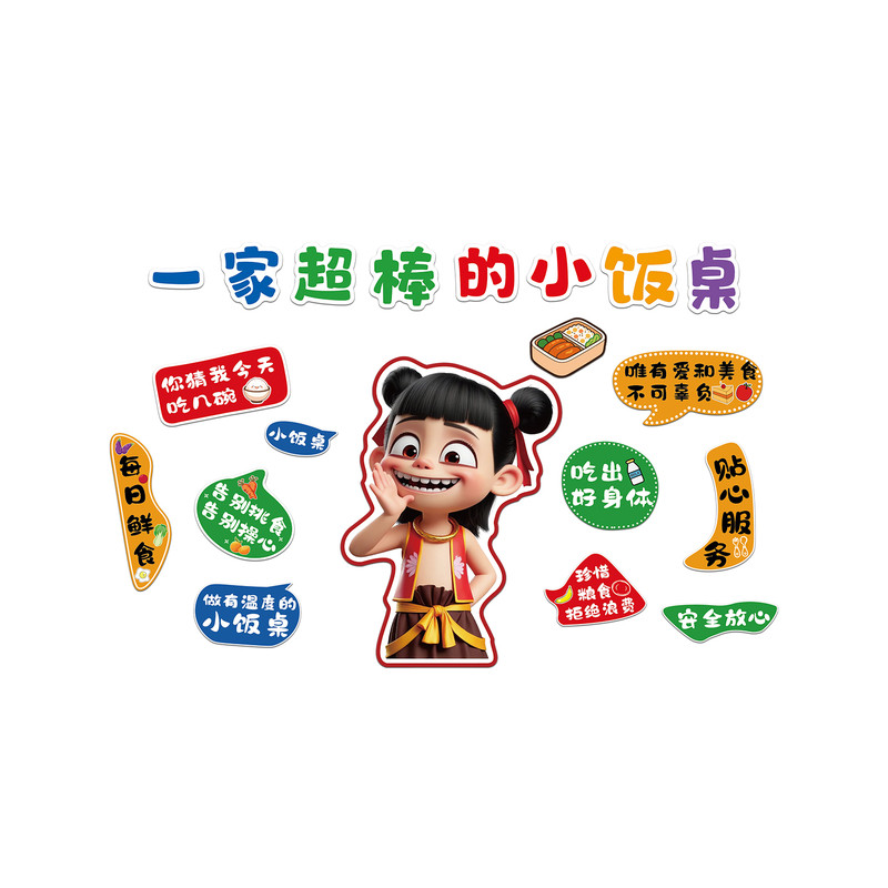 幼儿园小饭桌墙面装饰环创主题成品午托管班哪吒食堂文化励志海报