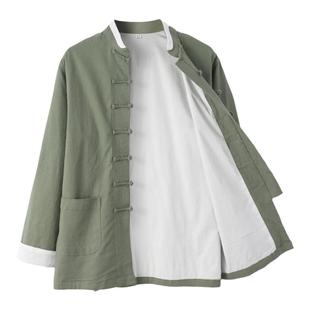 青年唐装男中国风中式服装弹力棉麻外套秋季上衣国潮高档男生衣服