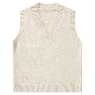 羊毛混纺V领无袖毛衣背心男2025秋冬新款通勤保暖打底针织衫马甲