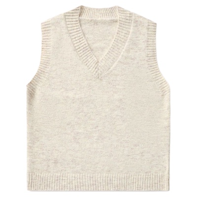 羊毛混纺V领无袖毛衣背心