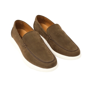 【甄选牛皮】迪柯尼轻舒白底鞋软底舒适一脚蹬男士商务极简乐福鞋