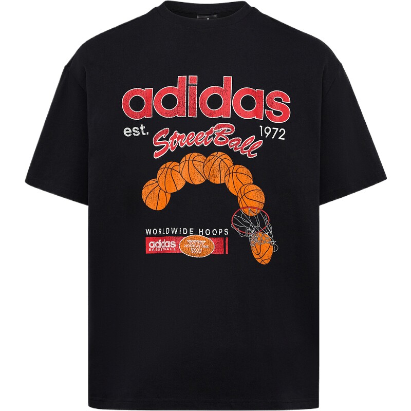 adidas阿迪达斯男女街头风篮球运动圆领短袖T恤上衣KX5727