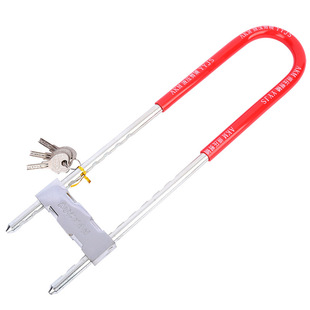 玻璃门锁双开门插锁摩托车电动车插锁防盗锁加长U型锁商铺锁