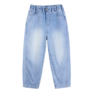 ebaer儿童牛仔裤2026春装新款男童女童休闲直筒裤软牛仔长裤子