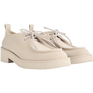 CHARLES&KEITH25秋新款CK1-70920162复古绒面系带乐福鞋厚底单鞋